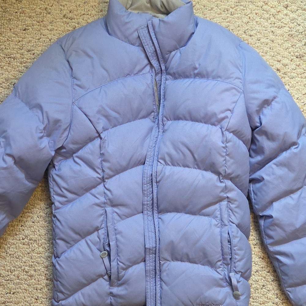 EUC L.L. Bean Quilted Goose Down Puffer Jacket Womens M Lavender Warm - Picture 2 of 11
